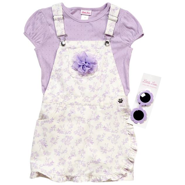 Girls (7-12) Little Lass® Ribbed Top/Floral Jumper & Sunglasses