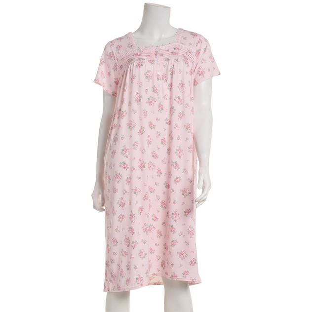 Womens Laura Ashley® Vintage Bouquets Nightgown with Lace Trim