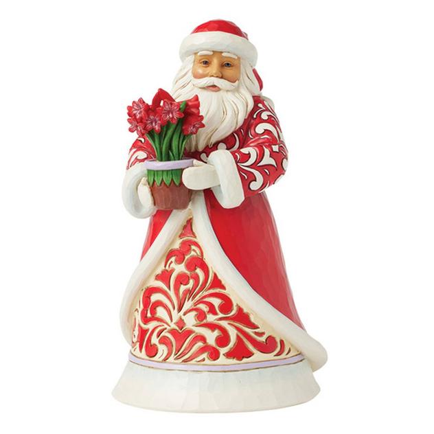 Jim Shore Santa with Blooming Amaryllis Christmas Figurine