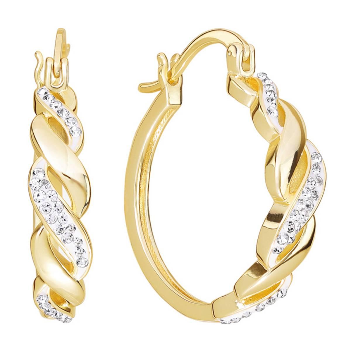 Athra 14kt. Gold Over Brass 28mm Crystal Hoop Earrings