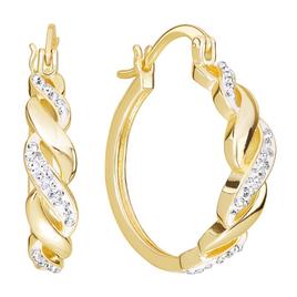 Athra 14kt. Gold Over Brass 28mm Crystal Hoop Earrings