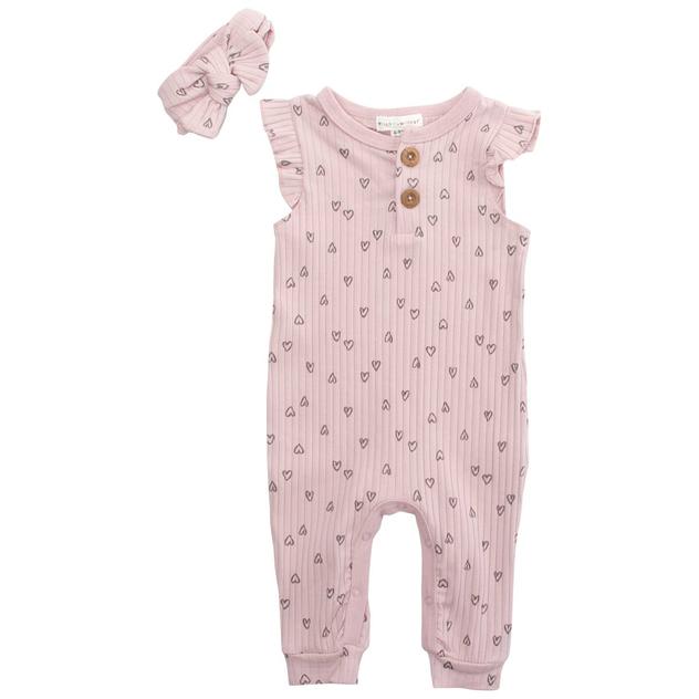 Baby Girl (NB-9M) Willow & Whimsy® Sleeveless Heart Rib Jumpsuit