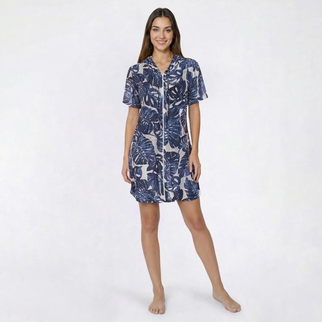 Womens J Valdi Monstera Tropical Zip Hoodie Swim Cover Up