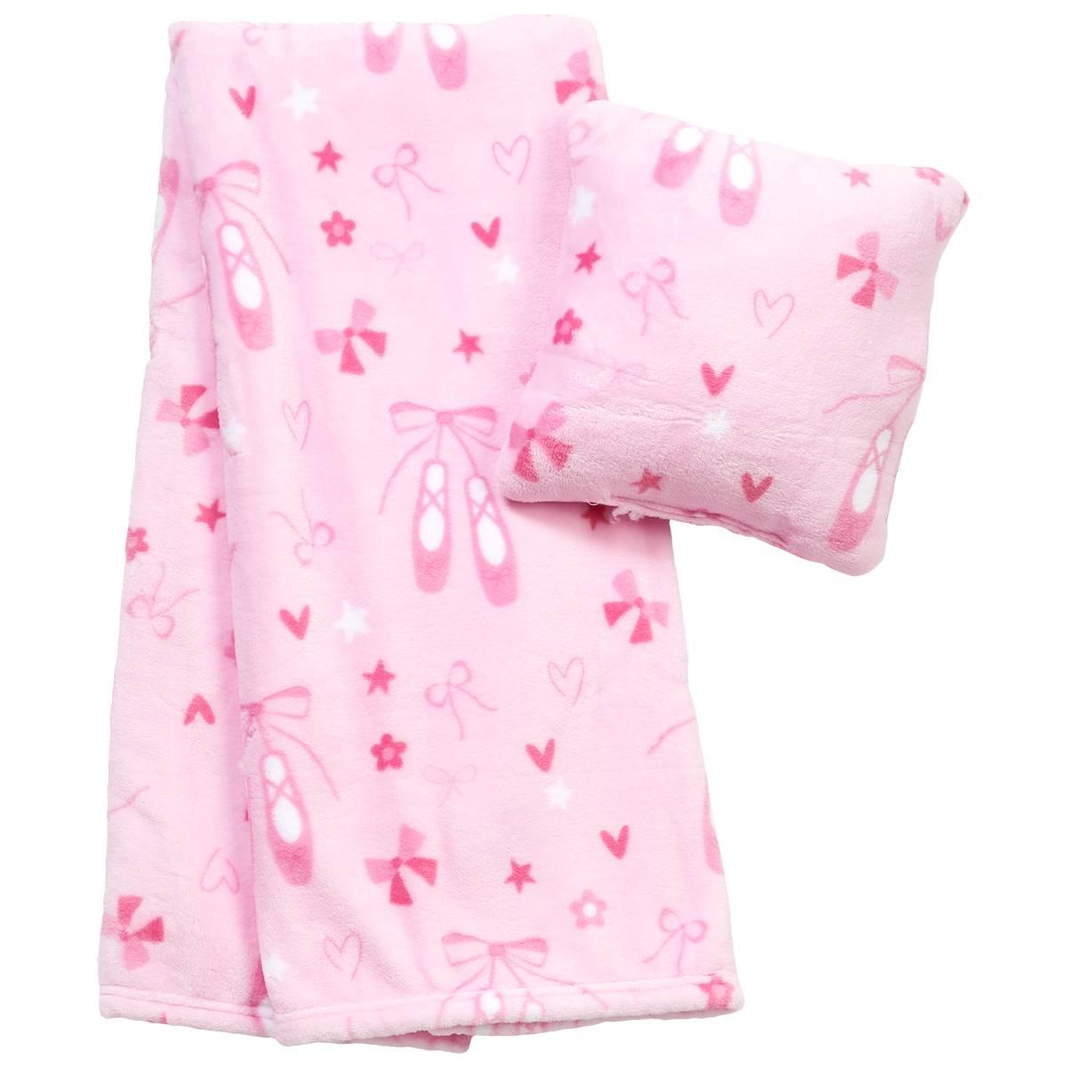 Baby Girl Ballet Shoe Blanket with Pillow