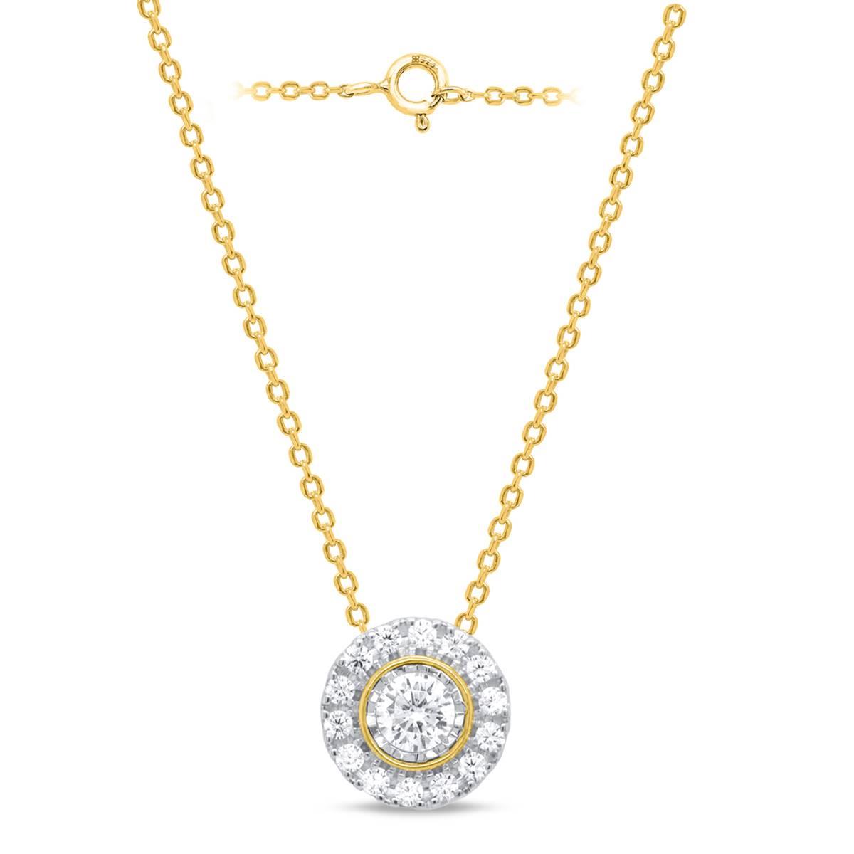 Nova Star(R) Gold over Silver Lab Grown Diamond Halo Pendant
