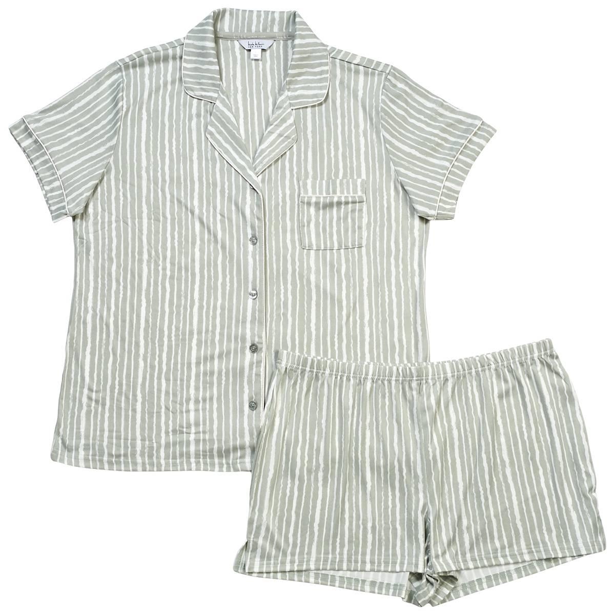 Womens Nicole Miller Short Sleeve Stripe Shorty Pajama Set