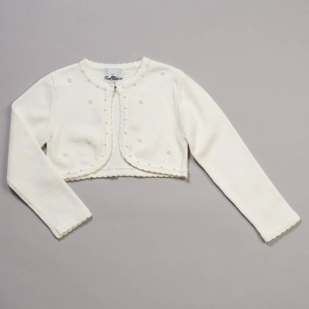Girls (4-6x) Rare Editions Long Sleeve Faux Pearl Cardigan