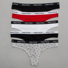 Womens Nautica(R) 5pk. Cotton Thong Panties with Logo - NT9914-5PKG