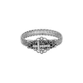 Symbols of Faith Silver Tone Clear Stone Cross Bracelet