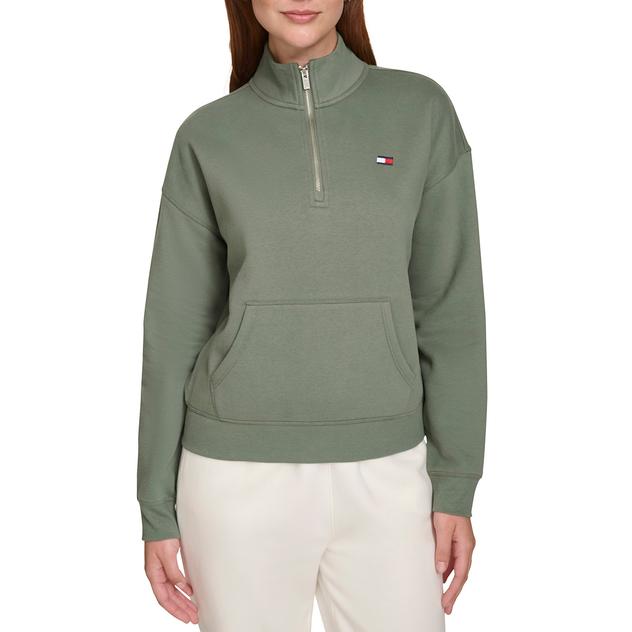 Womens Tommy Hilfiger Sport Fleece Mock Neck Kangaroo Sweatshirt