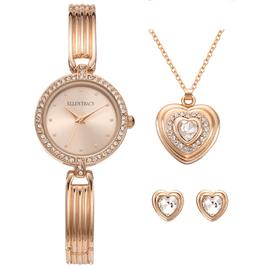 Womens Ellen Tracy Watch/Heart Pendant & Earring Set - ETJ8194RG