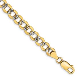 Mens Gold Classics(tm) 6.75mm. 14k Semi Solid Pave Curb Bracelet