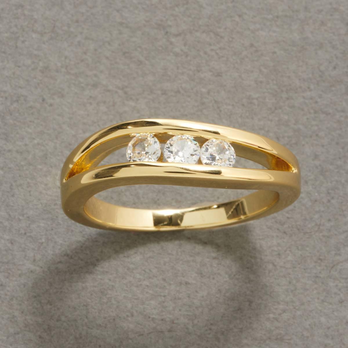 Ashley Cooper(tm) Gold 3 Round Clear Stone Open Band Ring