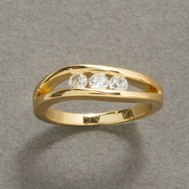 Ashley Cooper(tm) Gold 3 Round Clear Stone Open Band Ring