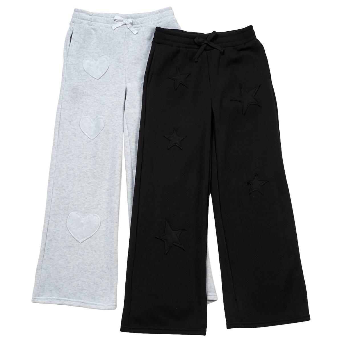 Girls (7-14) 1st Kiss(R) 2pk. Star/Heart Patch Wide Leg Sweatpants