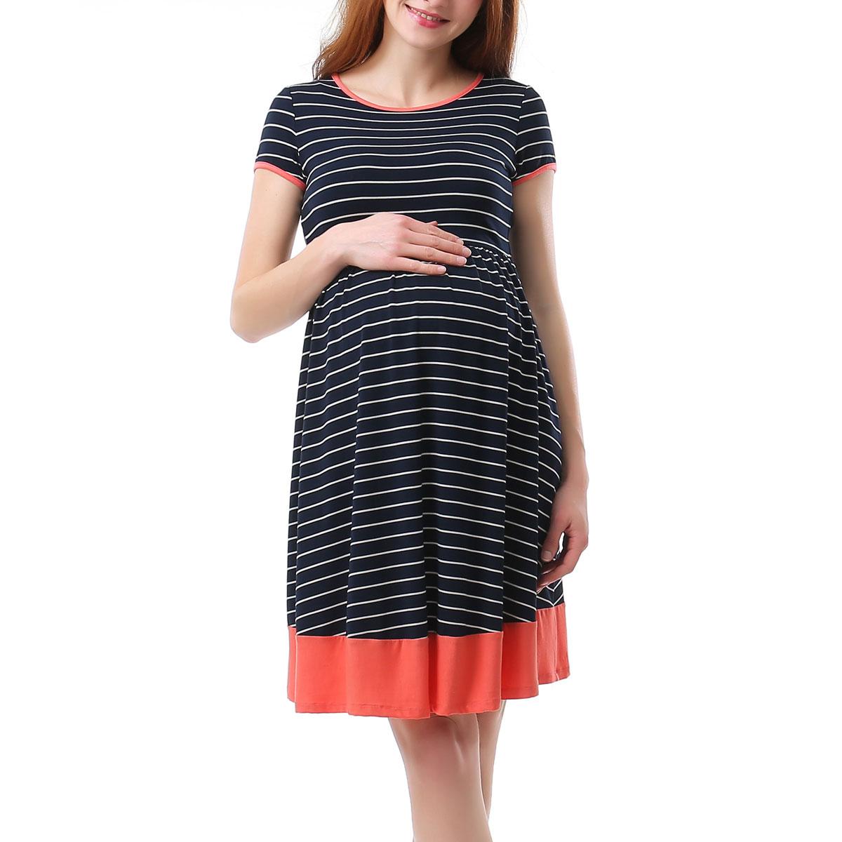 Womens Glow & Grow(R) Striped Maternity Fit & Flare Dress