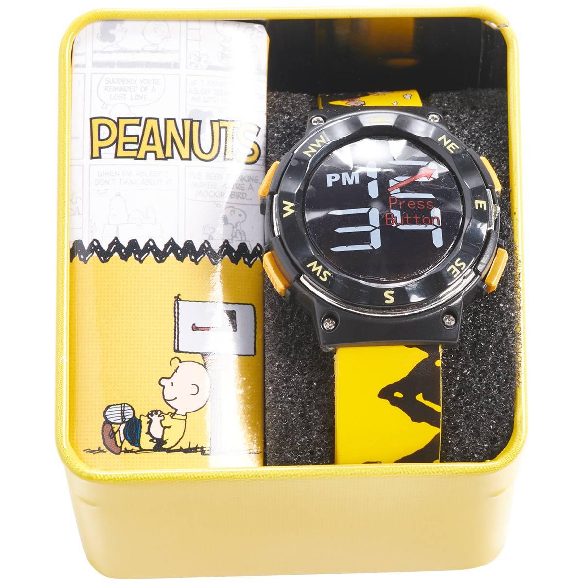Kids Peanuts(tm) LED Round Black Case Watch - PEA4011