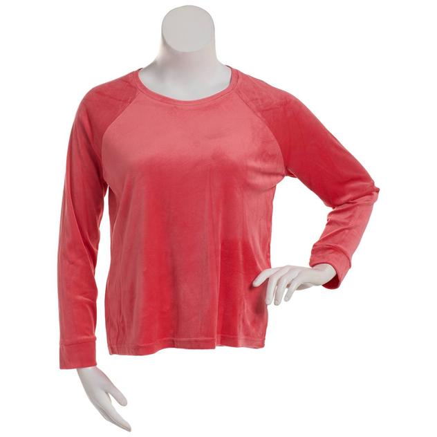 Womens MUK LUKS® Long Sleeve Silky Velour Scoop Neck Pajama Tee