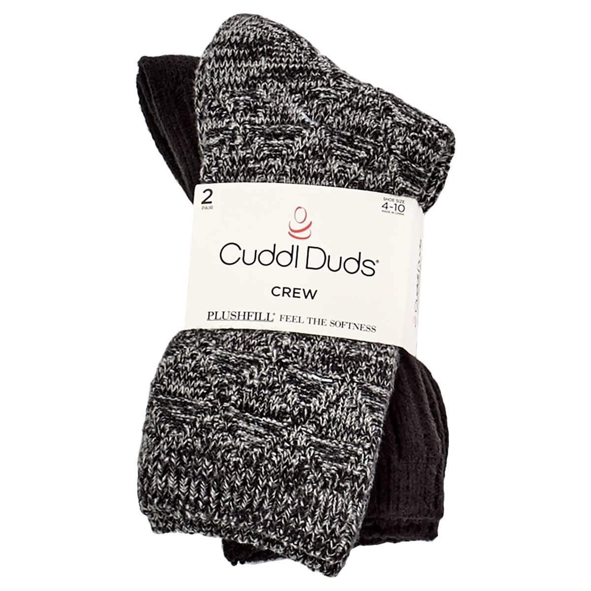Womens Cuddl Duds(R) 2pk. Diamond & Purl Stitch Boot Crew Socks