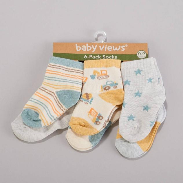Baby Boy (NB-9M) baby views® 6pk. Construction Crew Socks