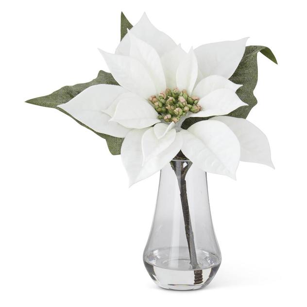 K&K Interiors Poinsettia in Glass Vase w/ Faux Water