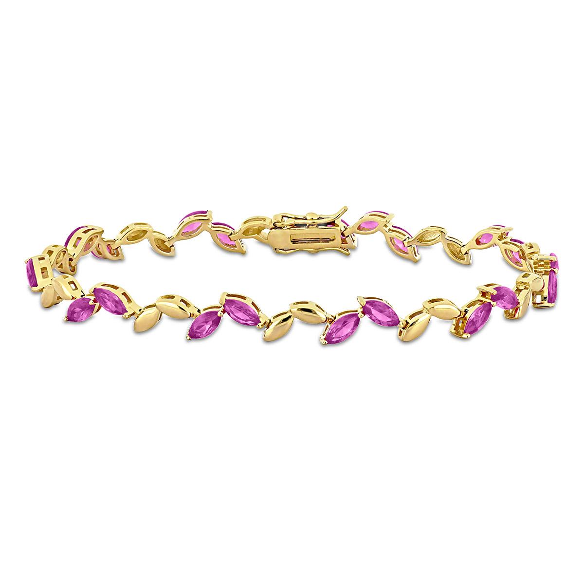 Sophia B 9 1/2ctw. Created Pink Sapphire Gold Plated Bracelet