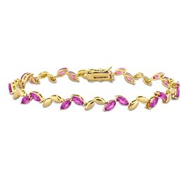 Sophia B 9 1/2ctw. Created Pink Sapphire Gold Plated Bracelet