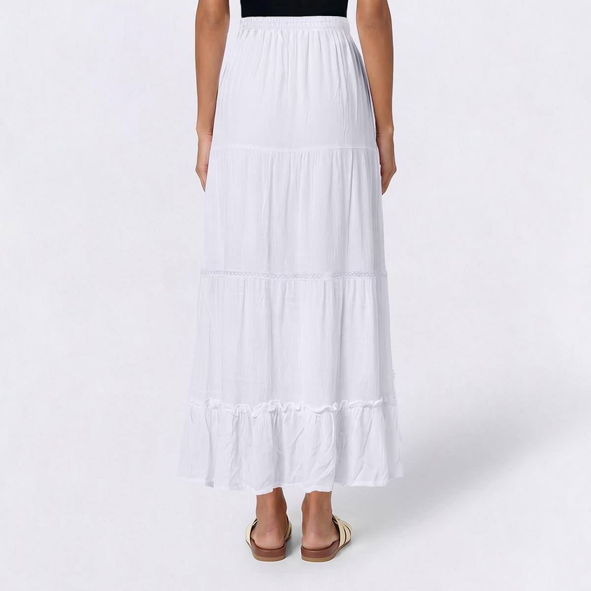 Juniors Love Tree Gauze Tie Waist Tier Crochet Maxi Skirt