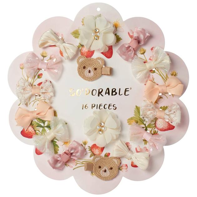 Baby Girl so'dorable® 16 Piece Bow/Flower/Bear Hair Clips