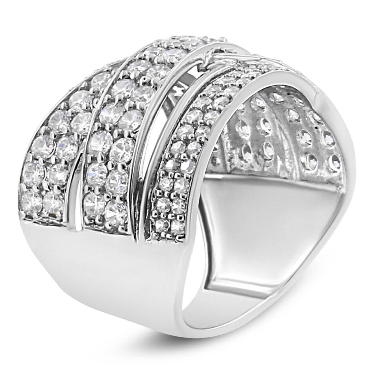 Haus of Brilliance Sterling Silver 2ctw. Diamond Bypass Ring