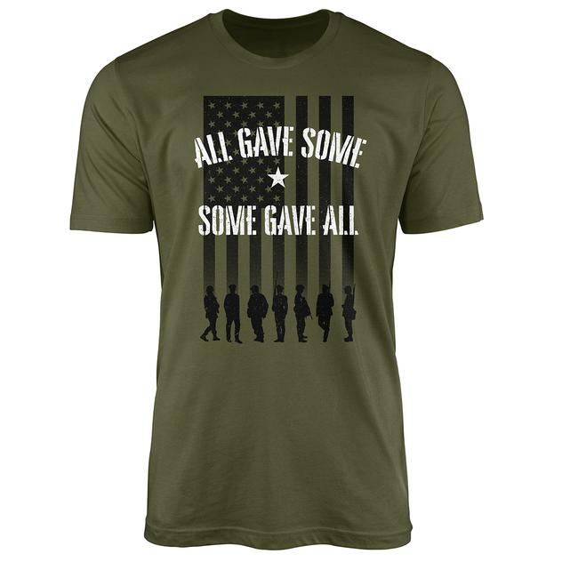 Mens Some Give All Short Sleeve USA Tee - Military Green