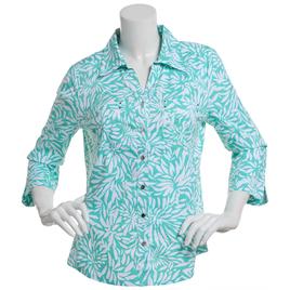 Womens Emily Daniels 3/4 Sleeve Knit To Fit Button Down