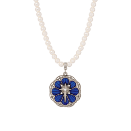 Symbols of Faith Silver Tone Star Of Bethlehem Pearl Necklace