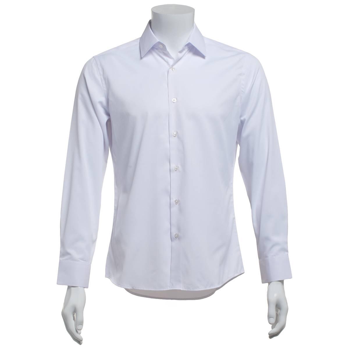 Mens Bill Blass Microfiber Thin Stripe Slim Fit Dress Shirt-White