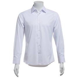 Mens Bill Blass Microfiber Thin Stripe Slim Fit Dress Shirt-White