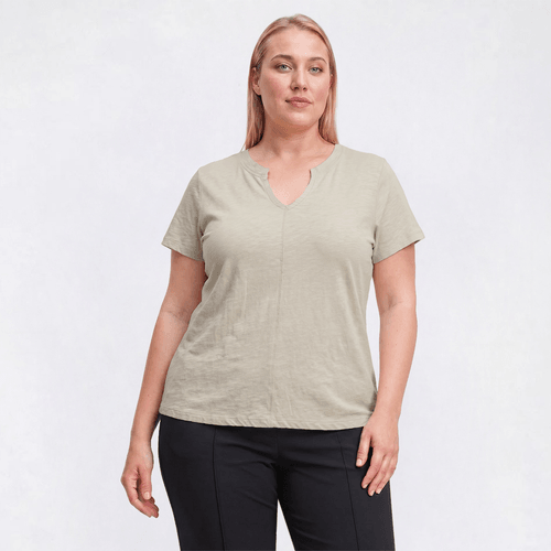Plus Size Architect(R) Slub Split Neck Tee