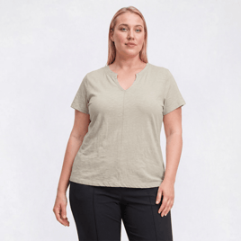 Plus Size Architect(R) Slub Split Neck Tee