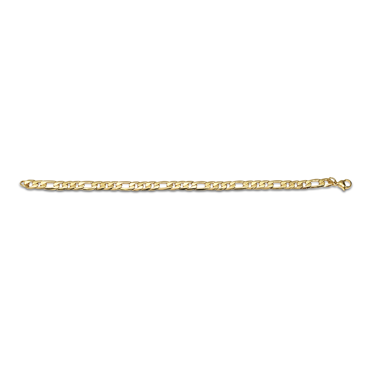 Mens Iron Saints Diamond Cut Figaro Link 18kt. Gold Tone Bracelet
