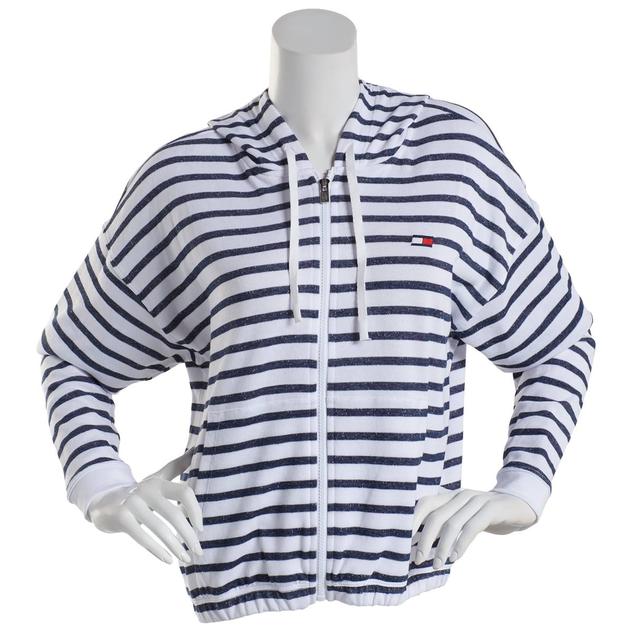 Womens Tommy Hilfiger Sport Stripe Full Zip Hoodie w/Elastic Hem