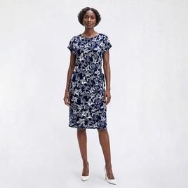 Womens Sami & Jo Short Sleeve Puff Floral Sarong Sheath Dress