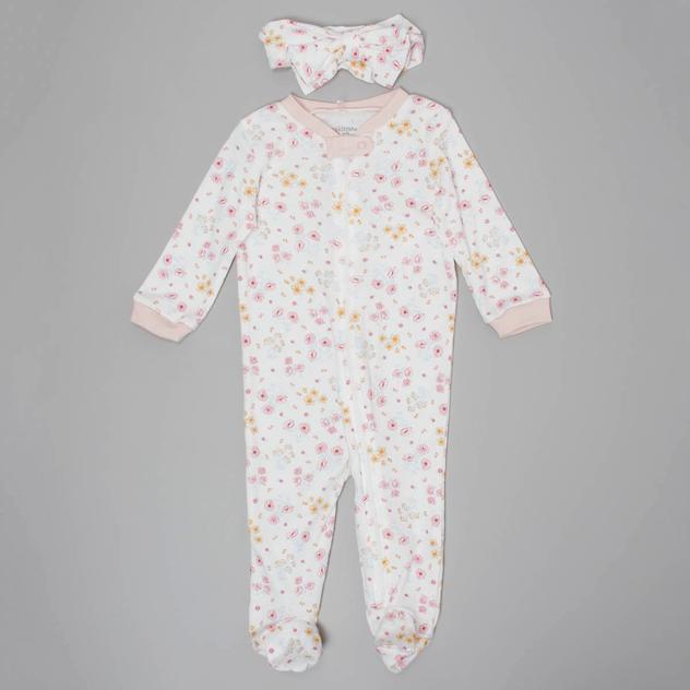 Baby Girl (NB-9M) Kyle & Deena® Headband & Floral Footed Sleeper