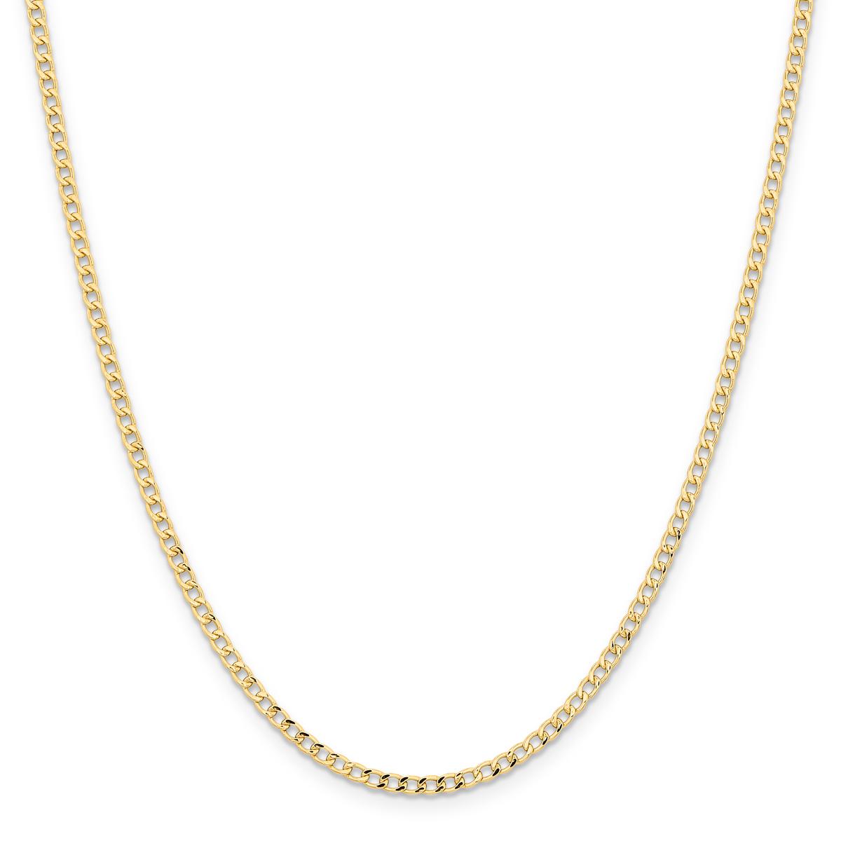 Unisex Gold Classics(tm) 2.85mm. 14k Semi Solid Curb Link Necklace