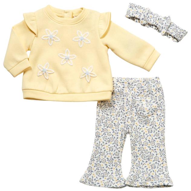 Baby Girl (NB-9M) Nicole Miller 3pc. Flower Fleece Set