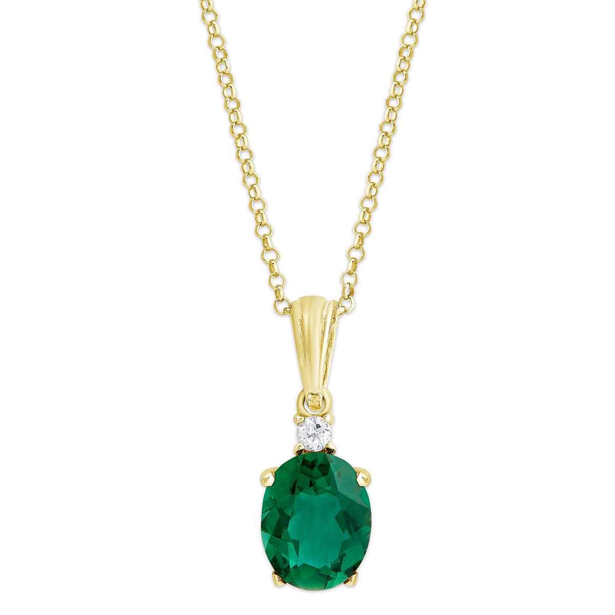 Gianni Argento Lab Grown Emerald Oval Pendant