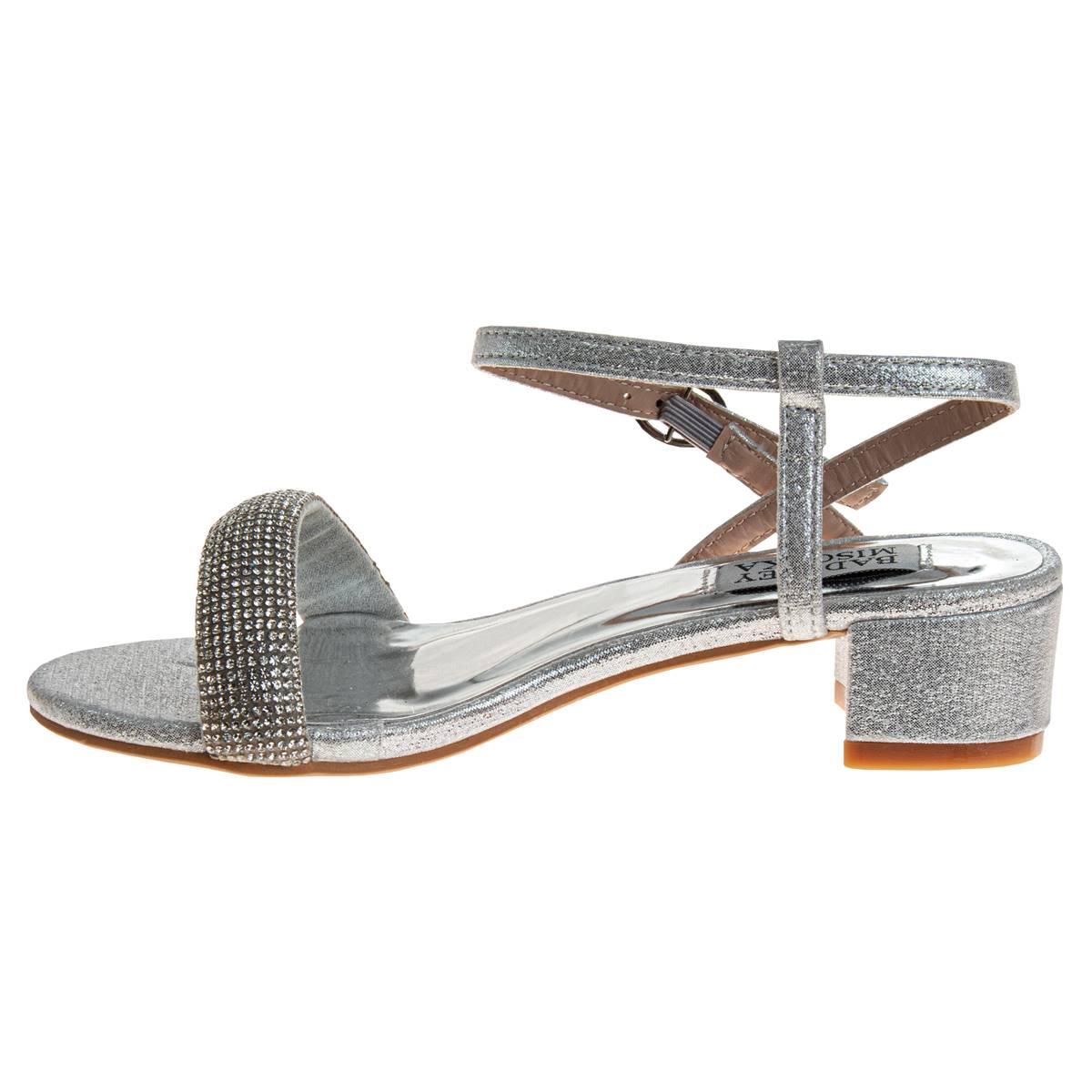 Big Girls Badgley Mischka Low Heeled Rhinestone Dress Sandals