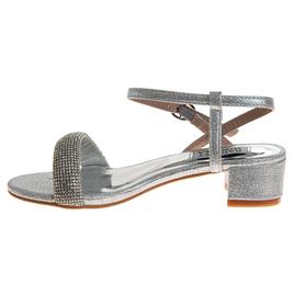Big Girls Badgley Mischka Low Heeled Rhinestone Dress Sandals