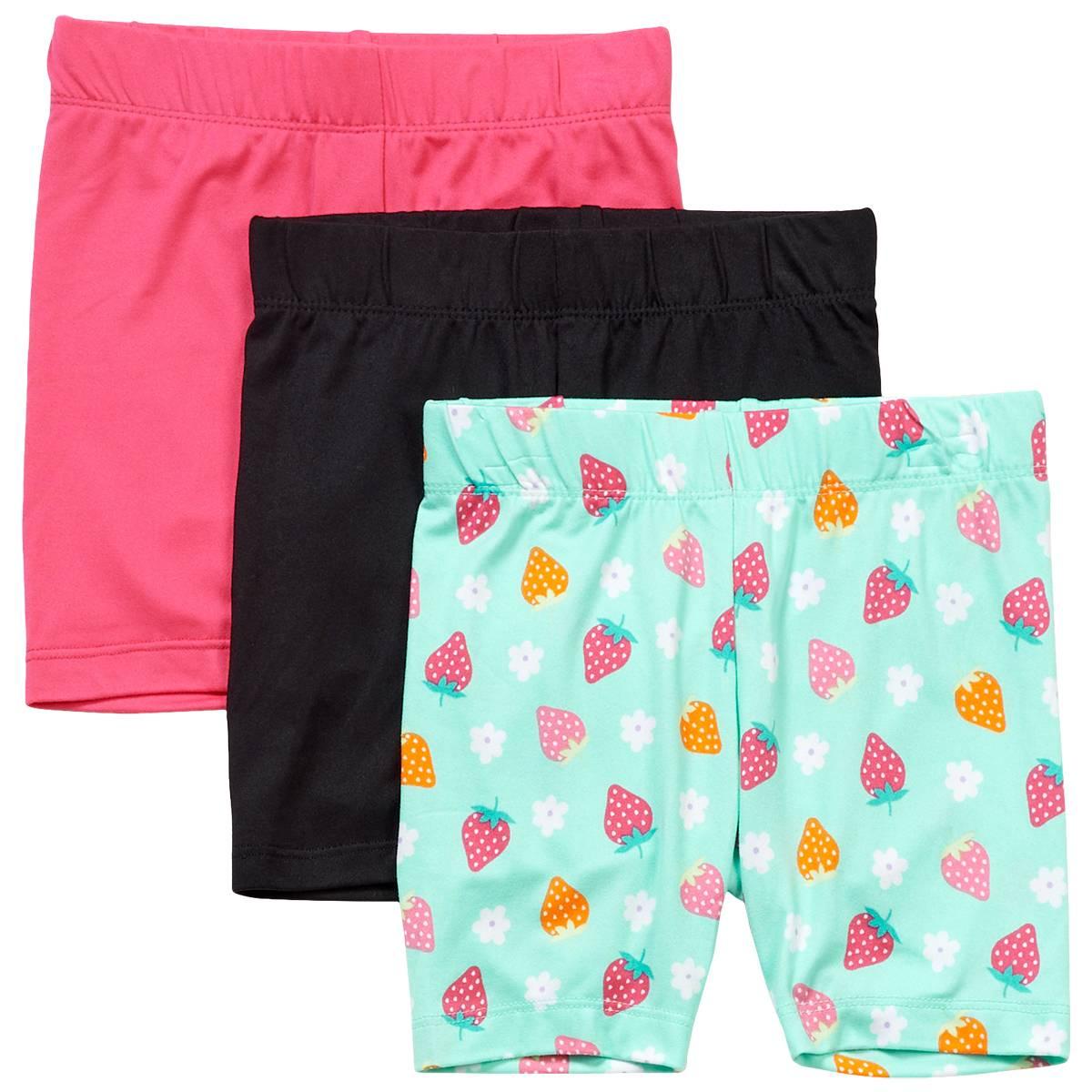 Girls (4-6x) Star Ride(R) 3pk. Strawberry/Floral/Solid Bike Shorts
