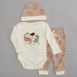 Baby Boy (NB-9M) bon bebe 3pc. Dino Bodysuit & Pants Set with Hat