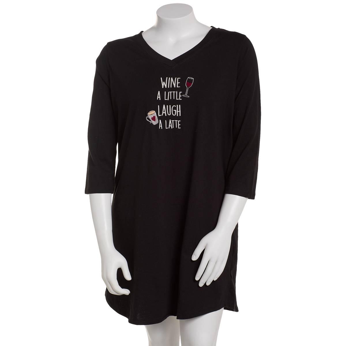 Plus Size René Rofé® Wine A Little Laugh A Latte Nightshirt