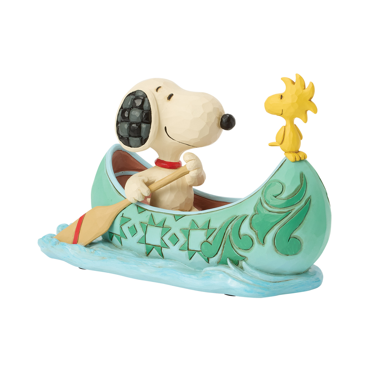 Jim Shore Peanuts Snoopy and Woodstock in Canoe Figurine